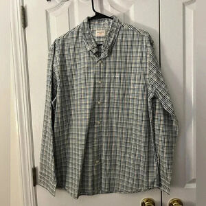 Dockers Mens Large Yellow Green White Button Down Shirt